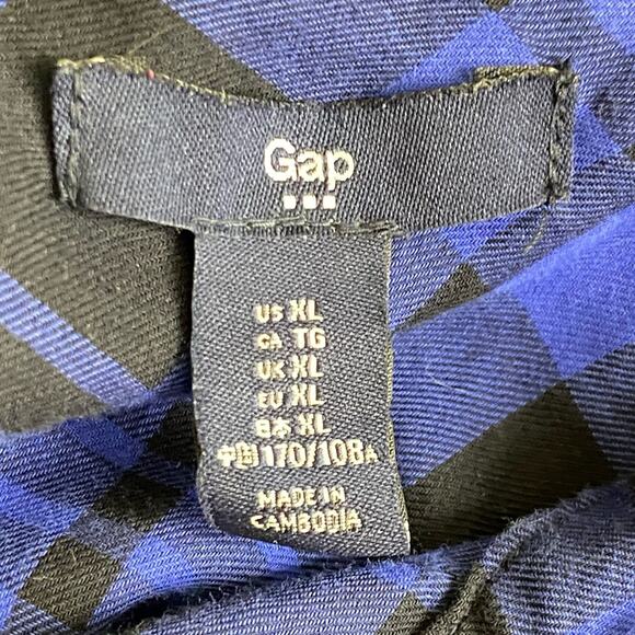 Gap Factory Double Pocket Button Down Shirt In Blue Plaid Women’s Size XL - Picture 5 of 7